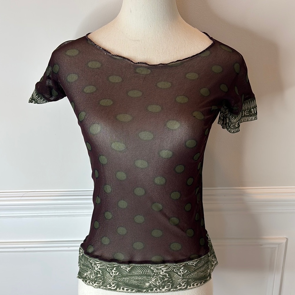 Jean Paul Gaultier Brown and Green Fitted Short Sleeve Tee